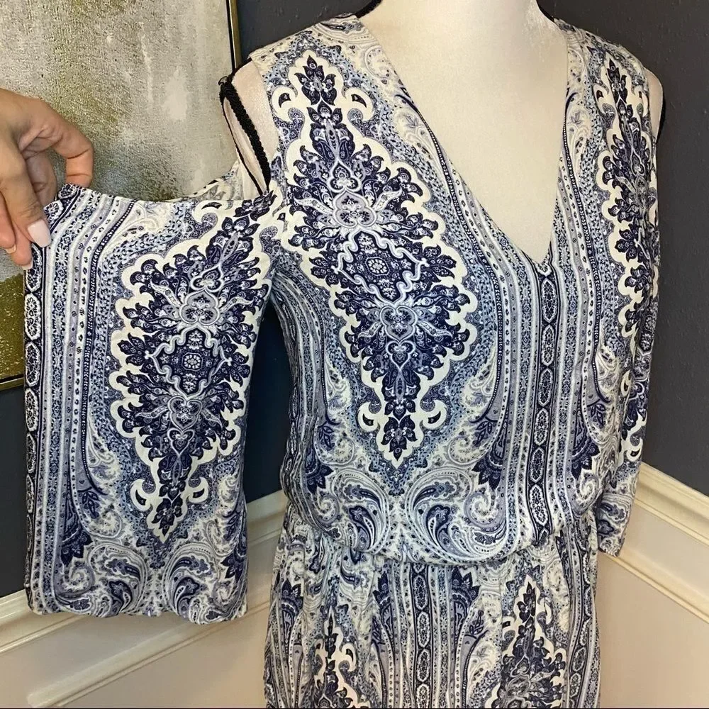 Alice + Olivia Jolene Cold Shoulder Smocked Dress